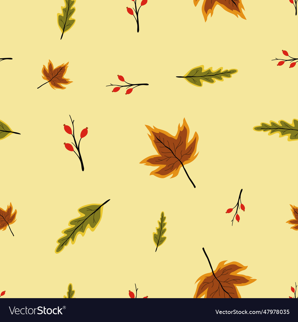 Creative autumn seamless pattern with simple vector image Creative autumn seamless pattern with simple
