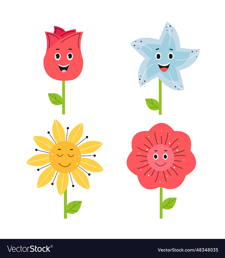 Emoticon flowers set