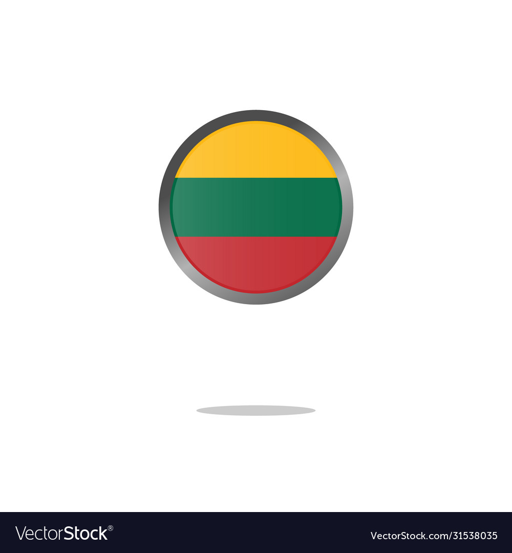 Flag lithuania as round glossy icon button vector image Flag lithuania as round glossy icon button