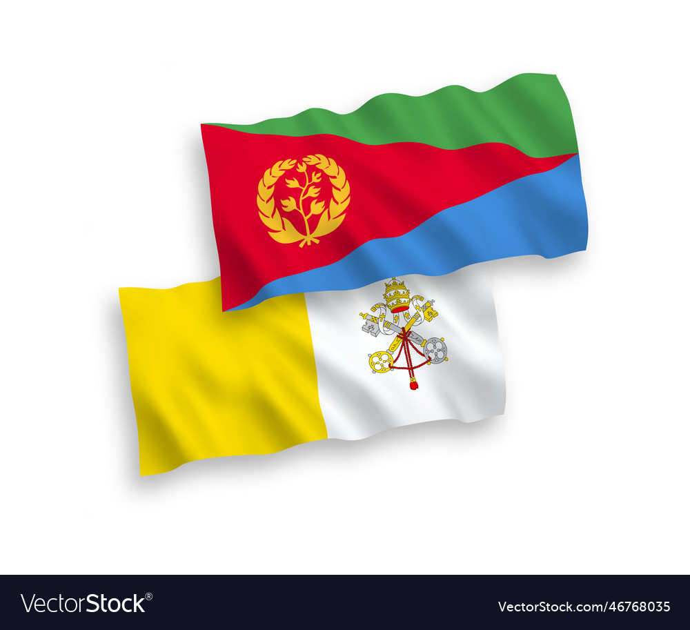 Flags of eritrea and vatican on a white background