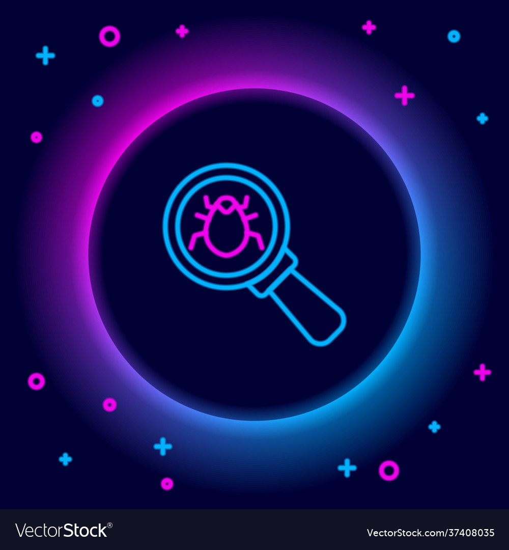 Glowing neon line system bug concept icon isolated vector image Glowing neon line system bug concept icon isolated