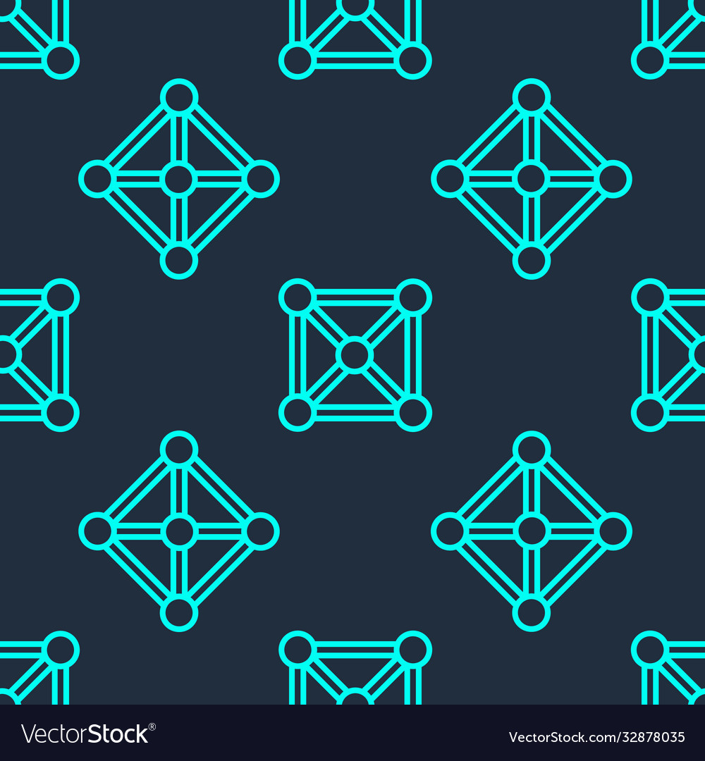Green line blockchain technology icon isolated vector image Green line blockchain technology icon isolated