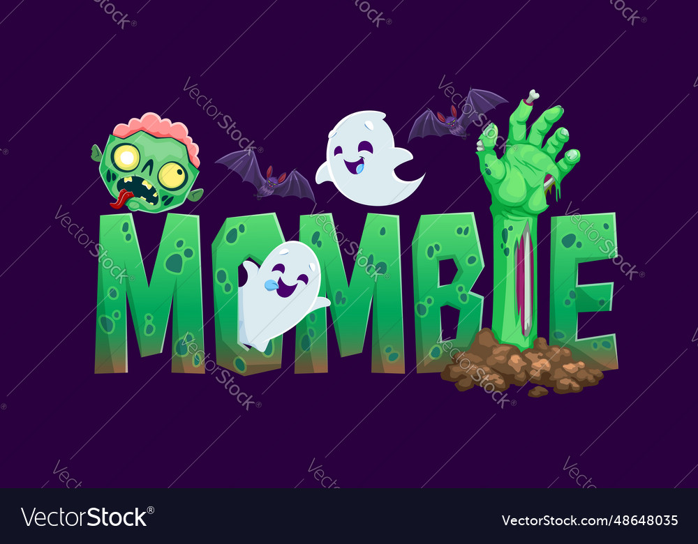 Halloween mombie banner zombie kawaii ghost bat Vector Image