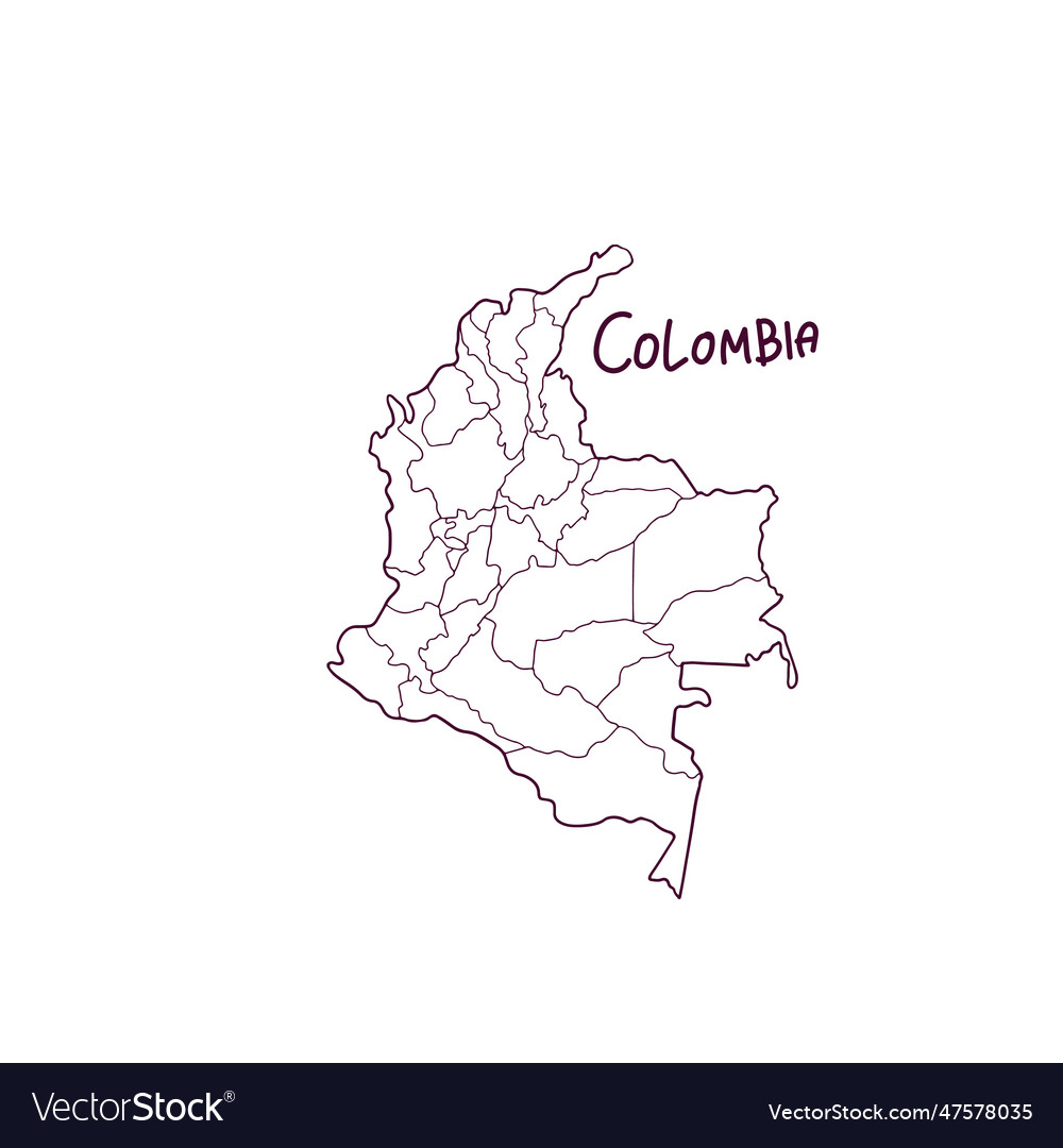 Hand drawn doodle map of colombia