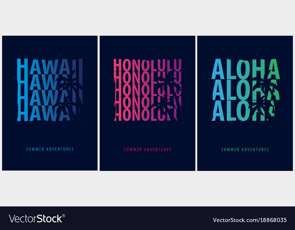 Hawaii surfing graphic with palms t-shirt design