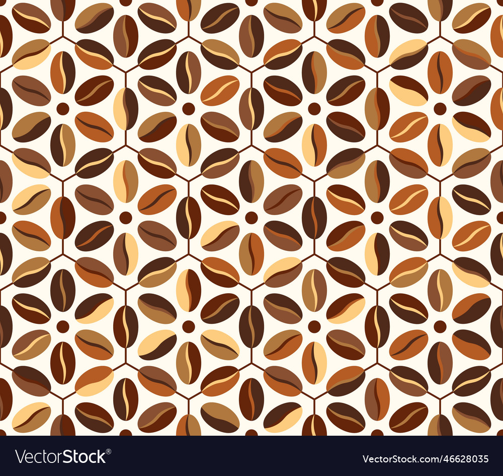 Hexagonal pattern from coffee beans Royalty Free Vector