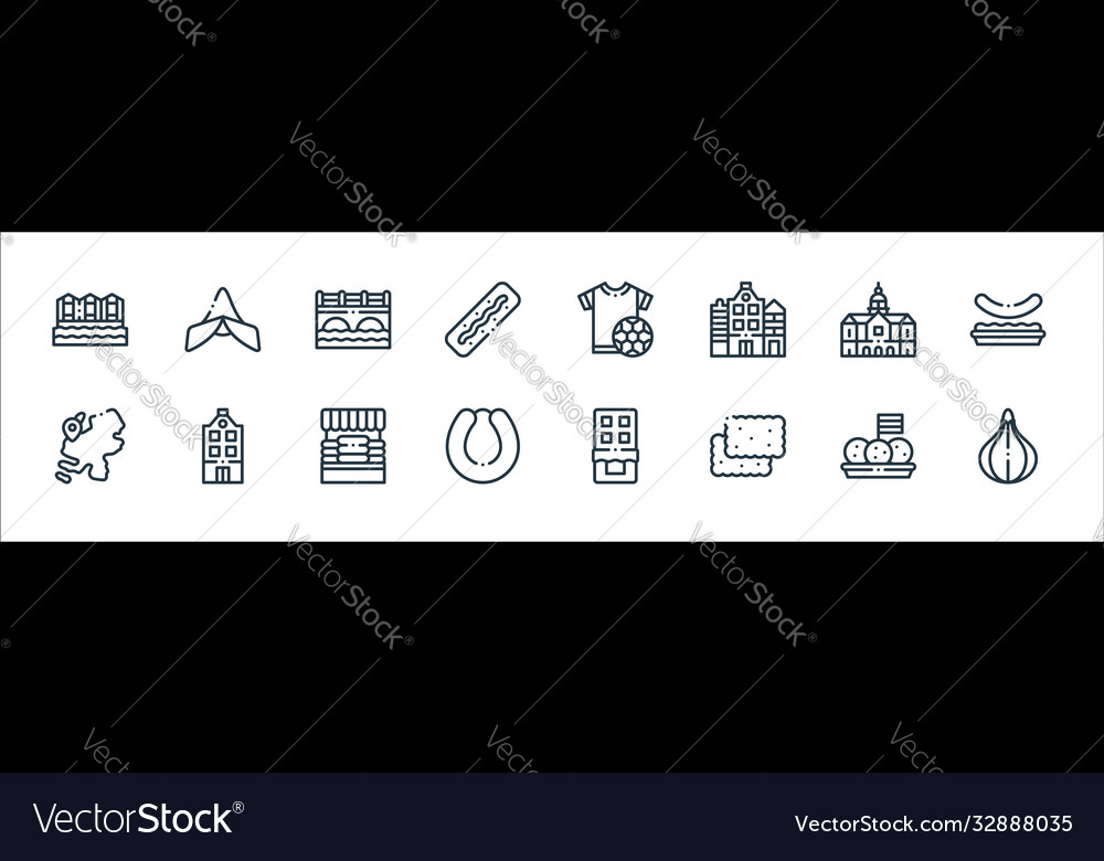 Holland line icons linear set quality vector image Holland line icons linear set quality