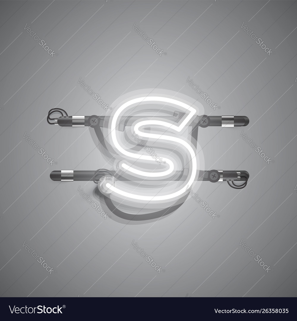 Realistic neon character with wires and console