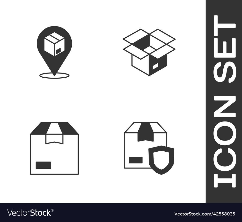 Set delivery security with shield location vector image Set delivery security with shield location