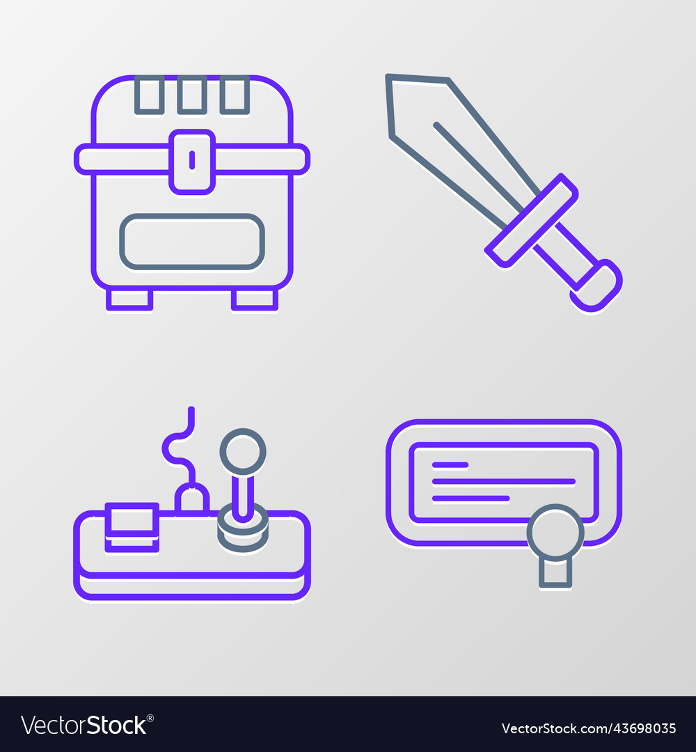 Set line certificate template gamepad sword vector image Set line certificate template gamepad sword