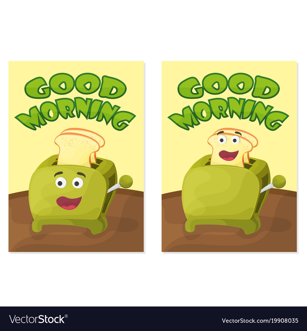 Toaster with bread slices good morning poster Vector Image