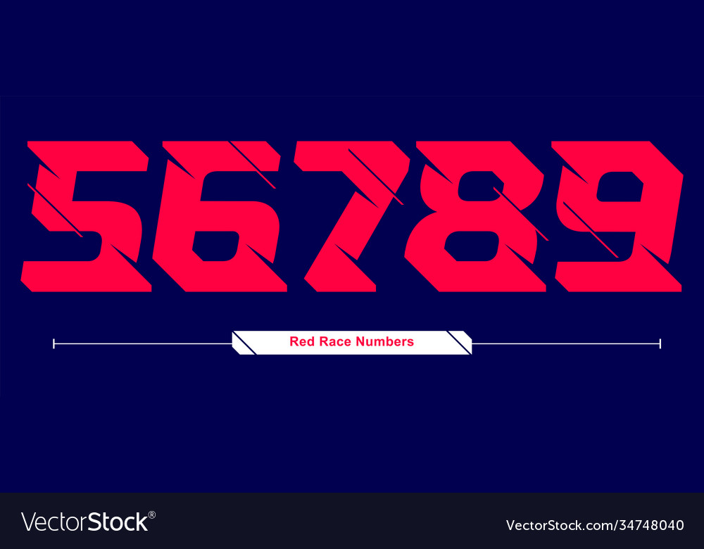 Bold Red Race Numbers Font