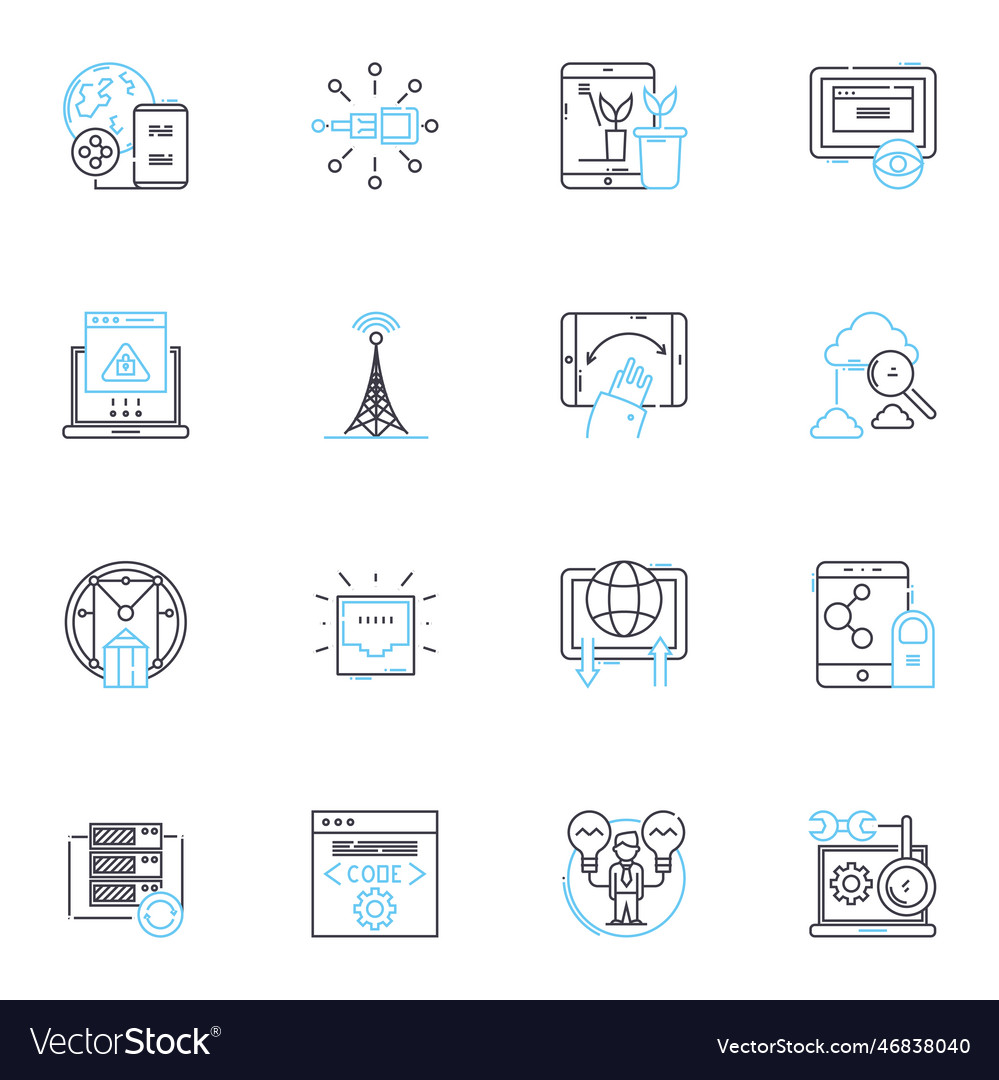 Cloud devices linear icons set storage computing