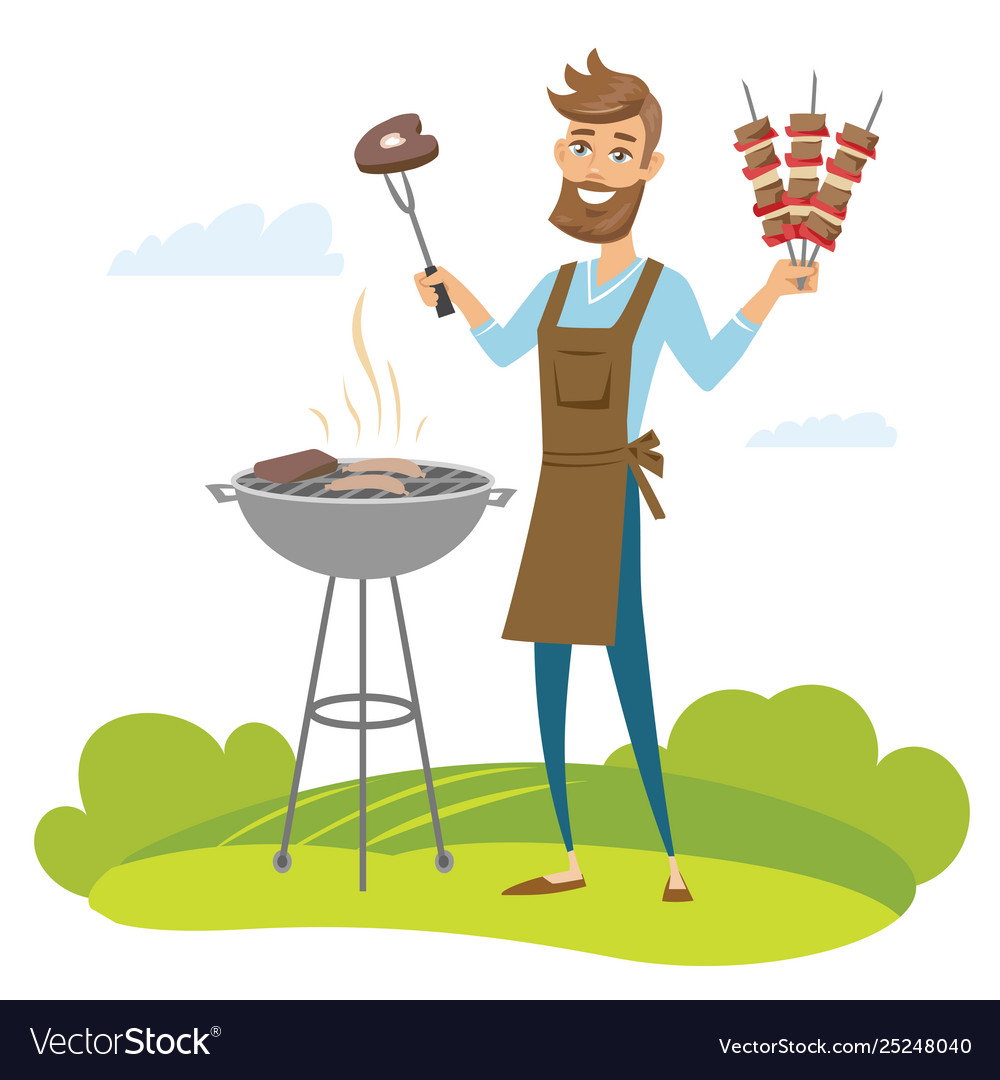 man grilling clipart