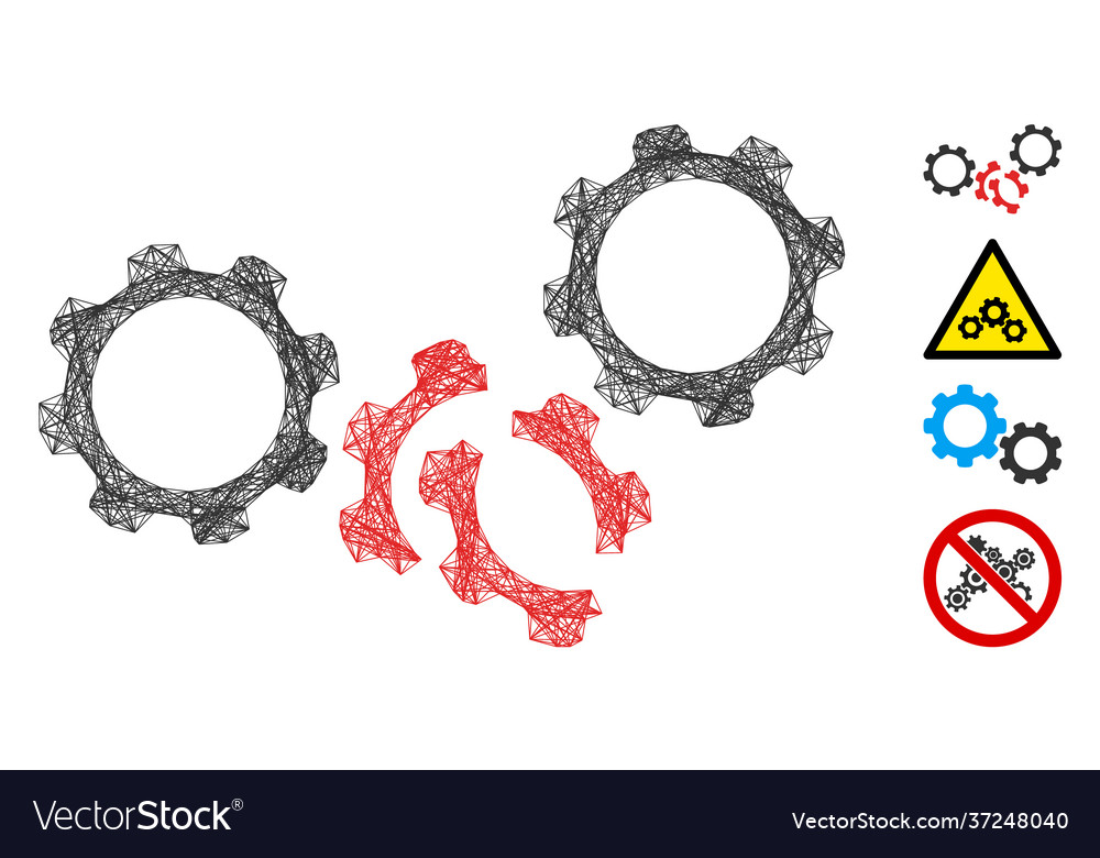 Linear gears damage mesh vector image Linear gears damage mesh