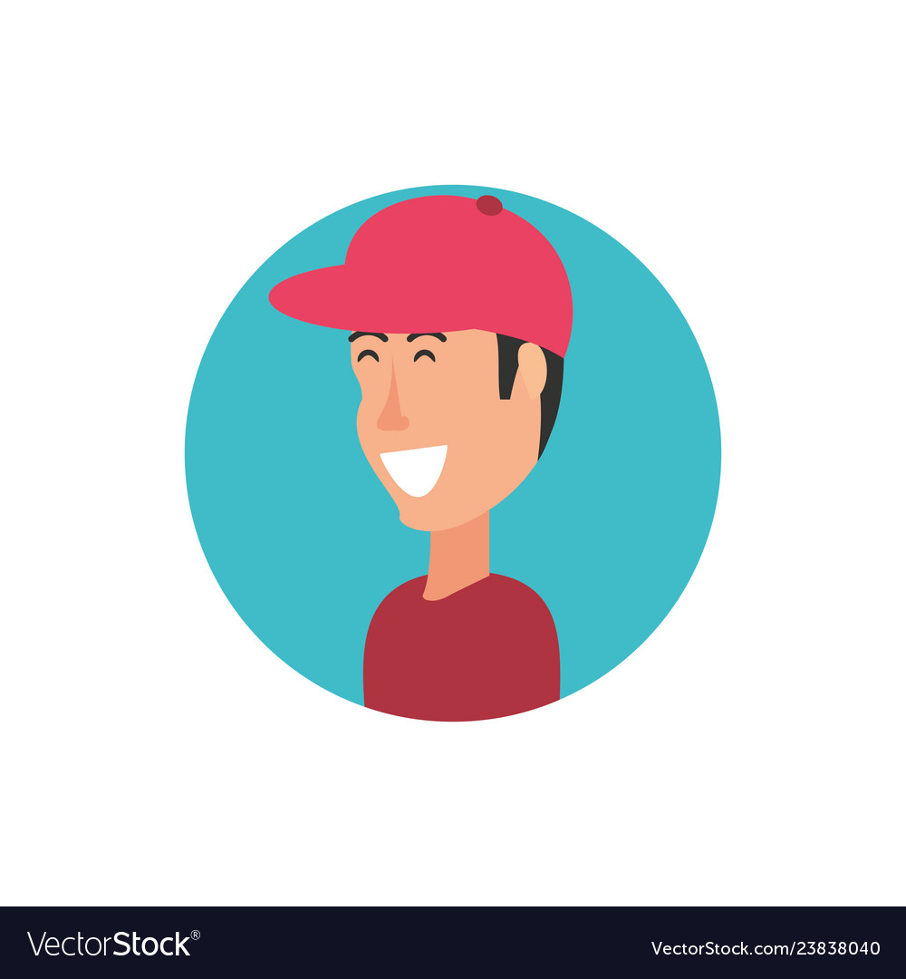Man with cap in frame circular