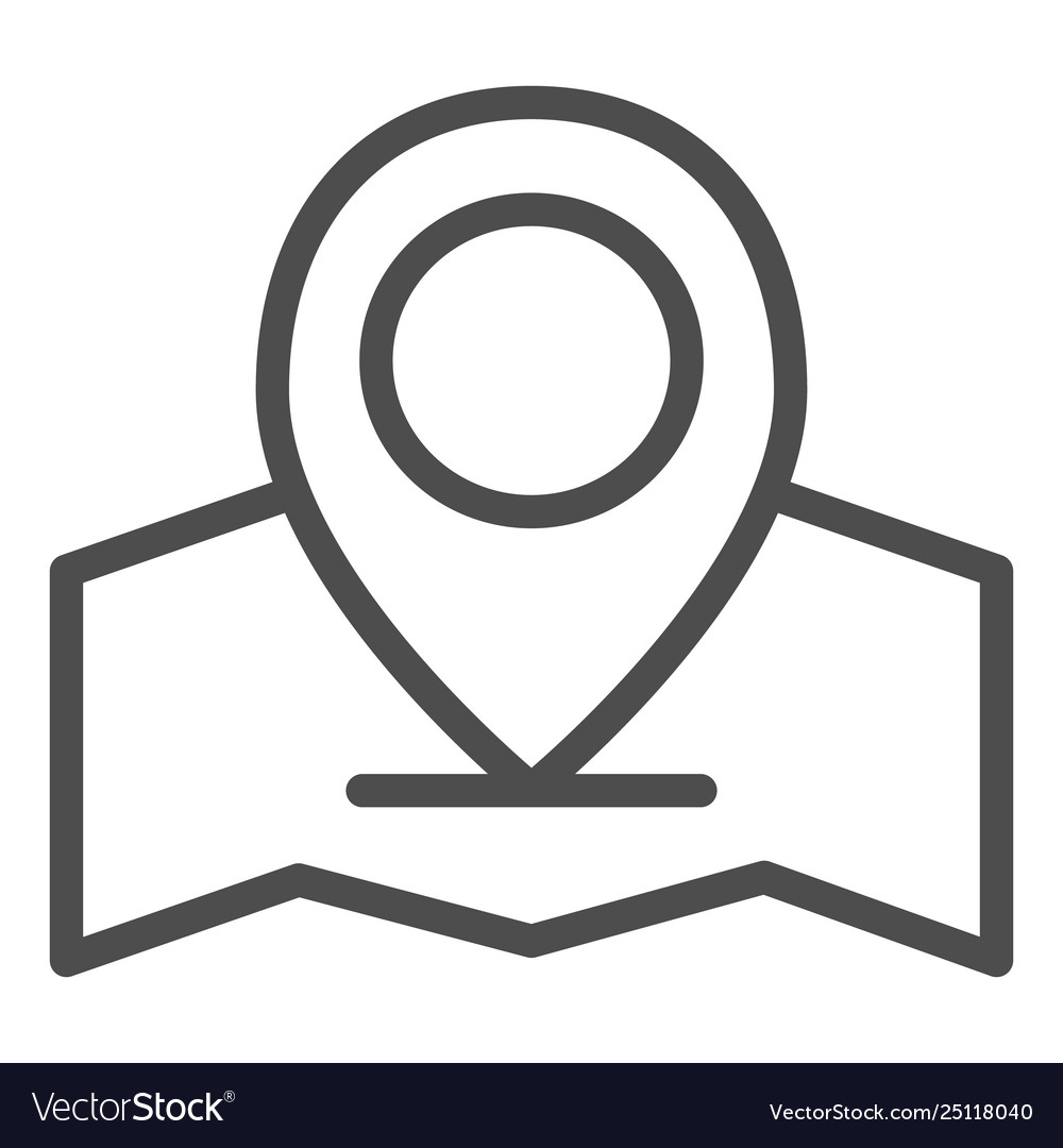 Map with location pin line icon gps vector image Map with location pin line icon gps