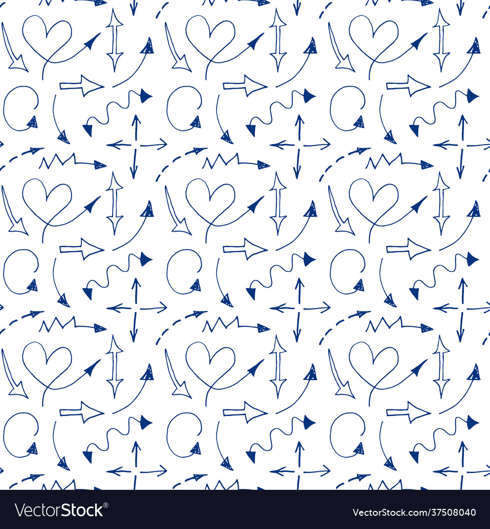 Seamless pattern with sketch hand drawn arrows