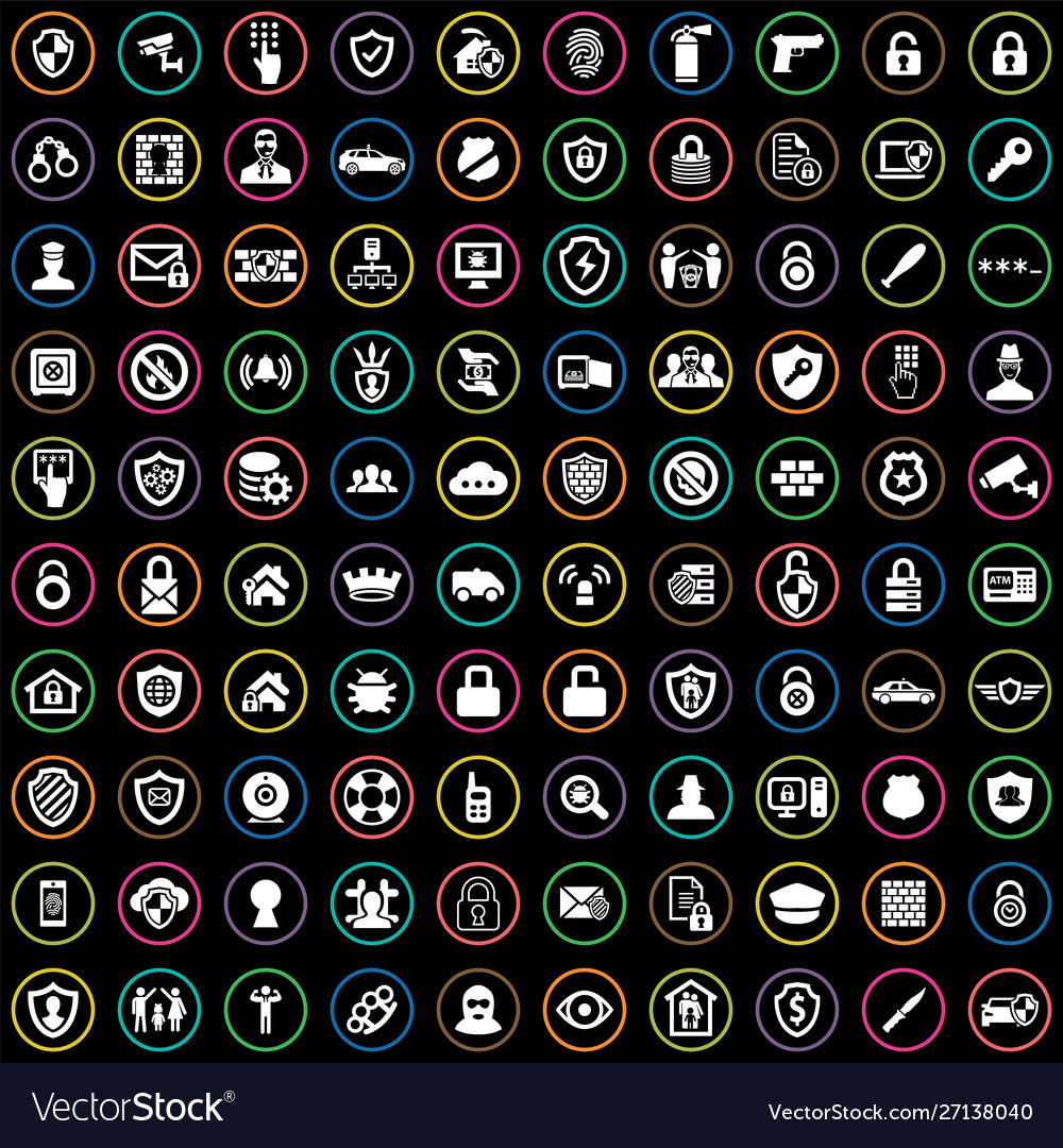 Security 100 icons universal set for web and ui