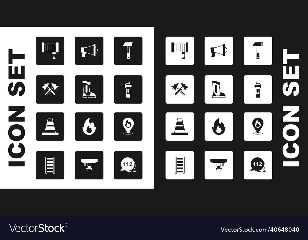 Set hammer fire boots firefighter axe hose reel vector image Set hammer fire boots firefighter axe hose reel
