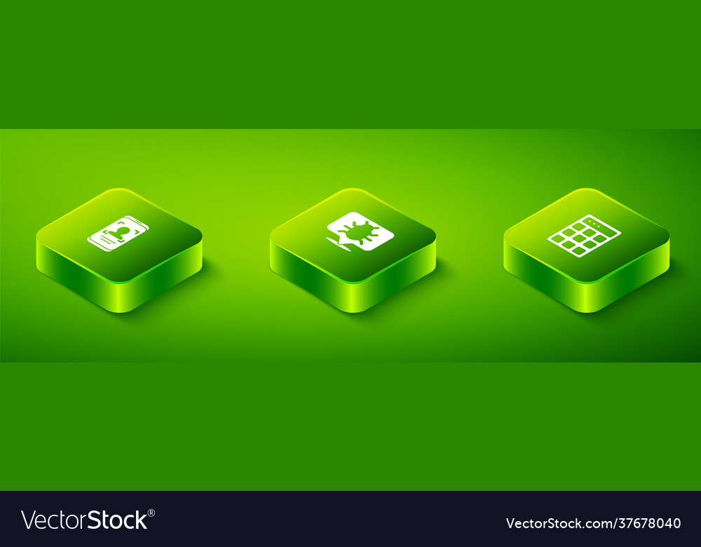 Set isometric system bug password protection Vector Image Set isometric system bug password protection