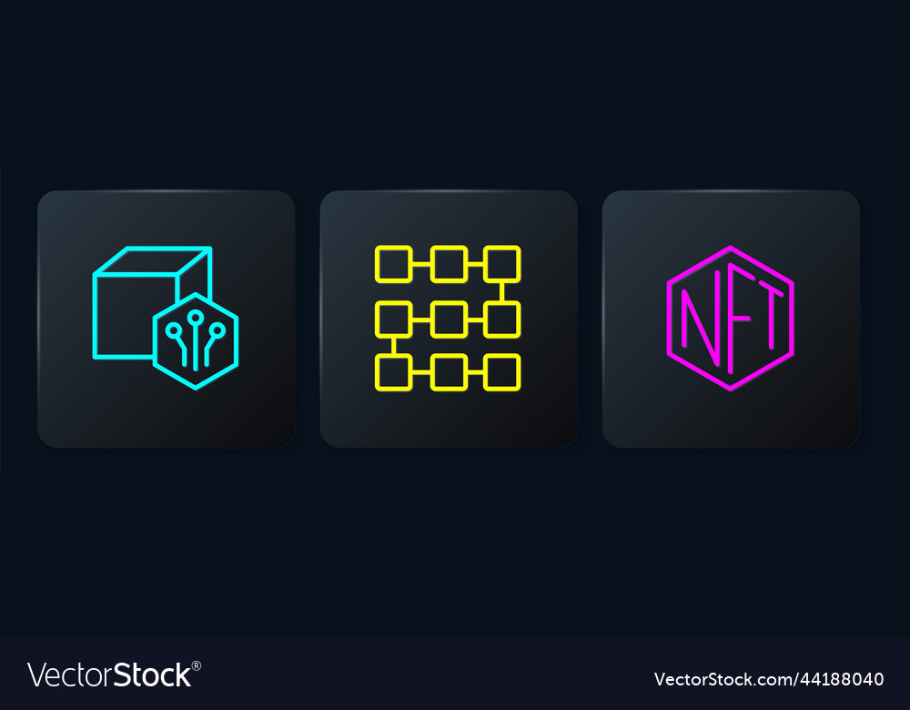 Set line nft digital crypto art and blockchain vector image Set line nft digital crypto art and blockchain