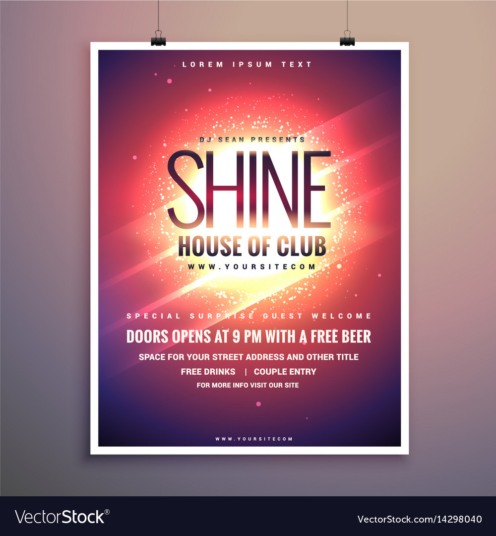 shine club music party flyer template with house party flyer template free