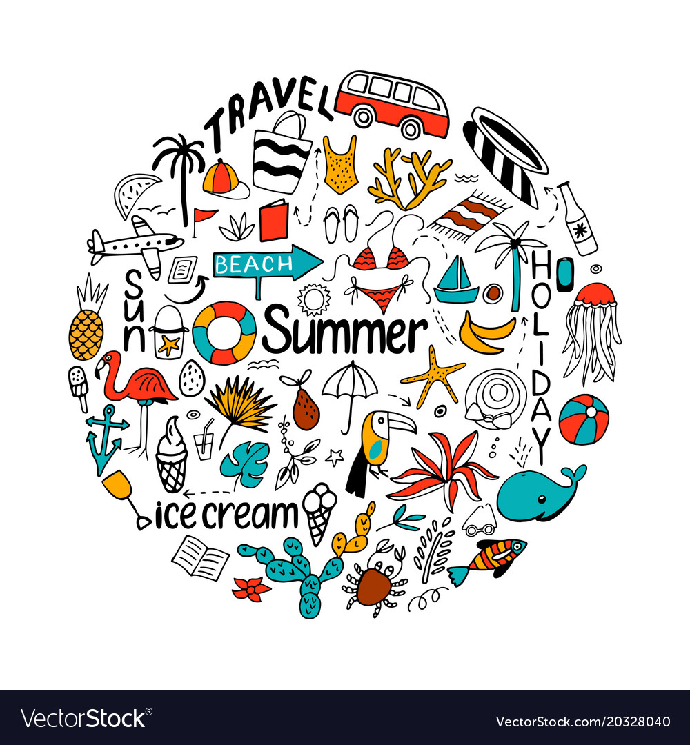 Summer Doodle Set - Tropical Beach