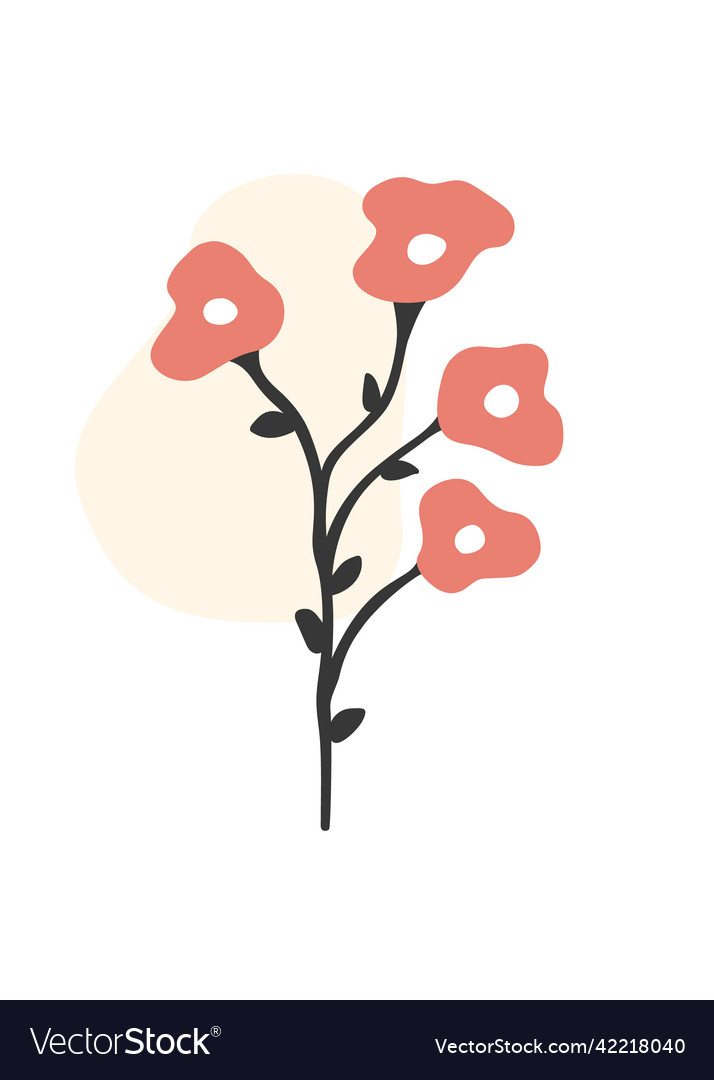 Vintage modern of a red flower poster Royalty Free Vector