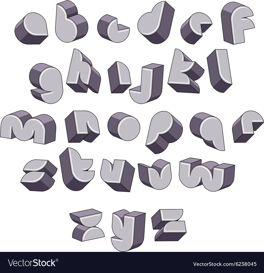 3d futuristic round font monochrome dimensional