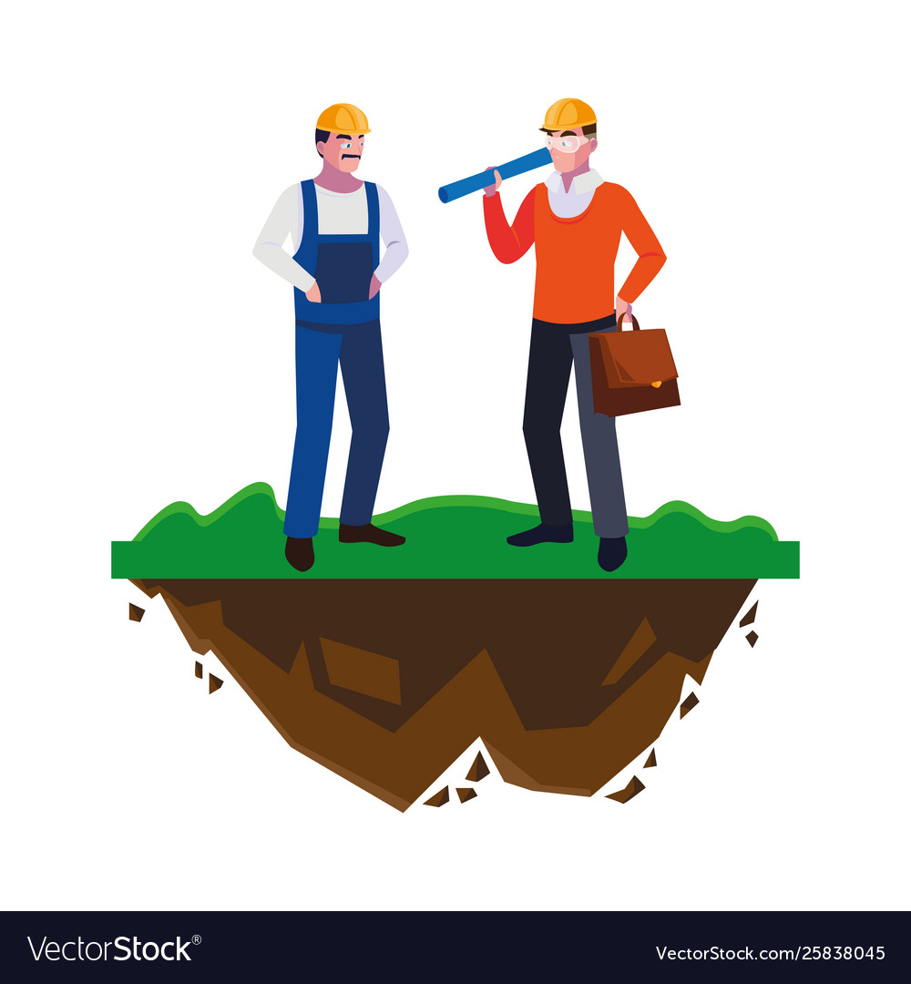 Bauherr mit Bauarbeitern Vector Image Bauherr mit Bauarbeitern