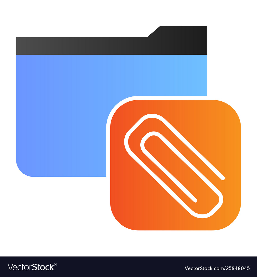 Attached folder flat icon with clip color