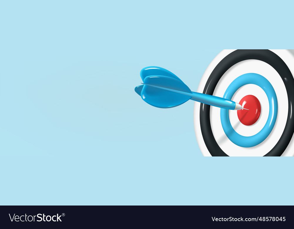 Banner with target and arrow hitting the center vector image Banner with target and arrow hitting the center