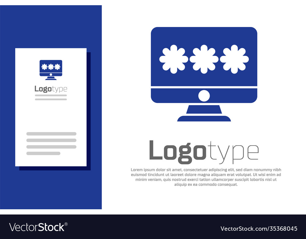 Blue monitor with password notification icon vector image Blue monitor with password notification icon