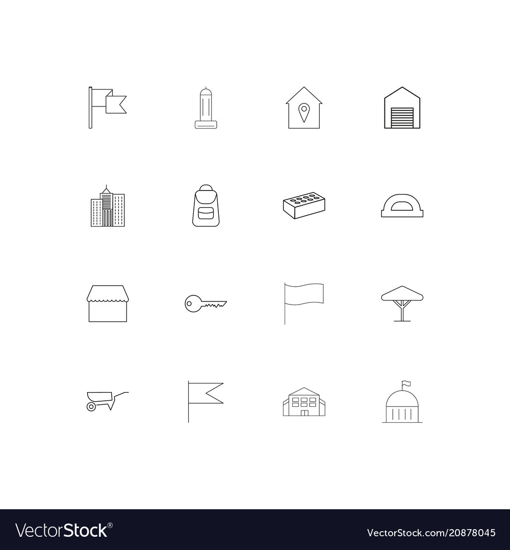 Buildings and constructions linear thin icons set
