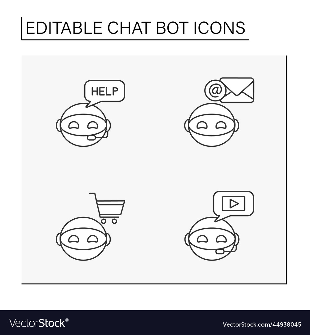 Chatbot line icons set Vector Image Chatbot line icons set