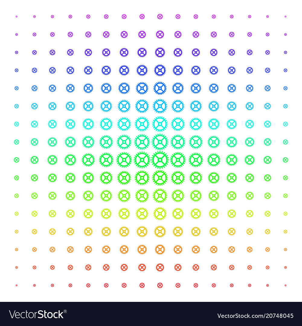 Clock gear icon halftone spectral pattern vector image Clock gear icon halftone spectral pattern