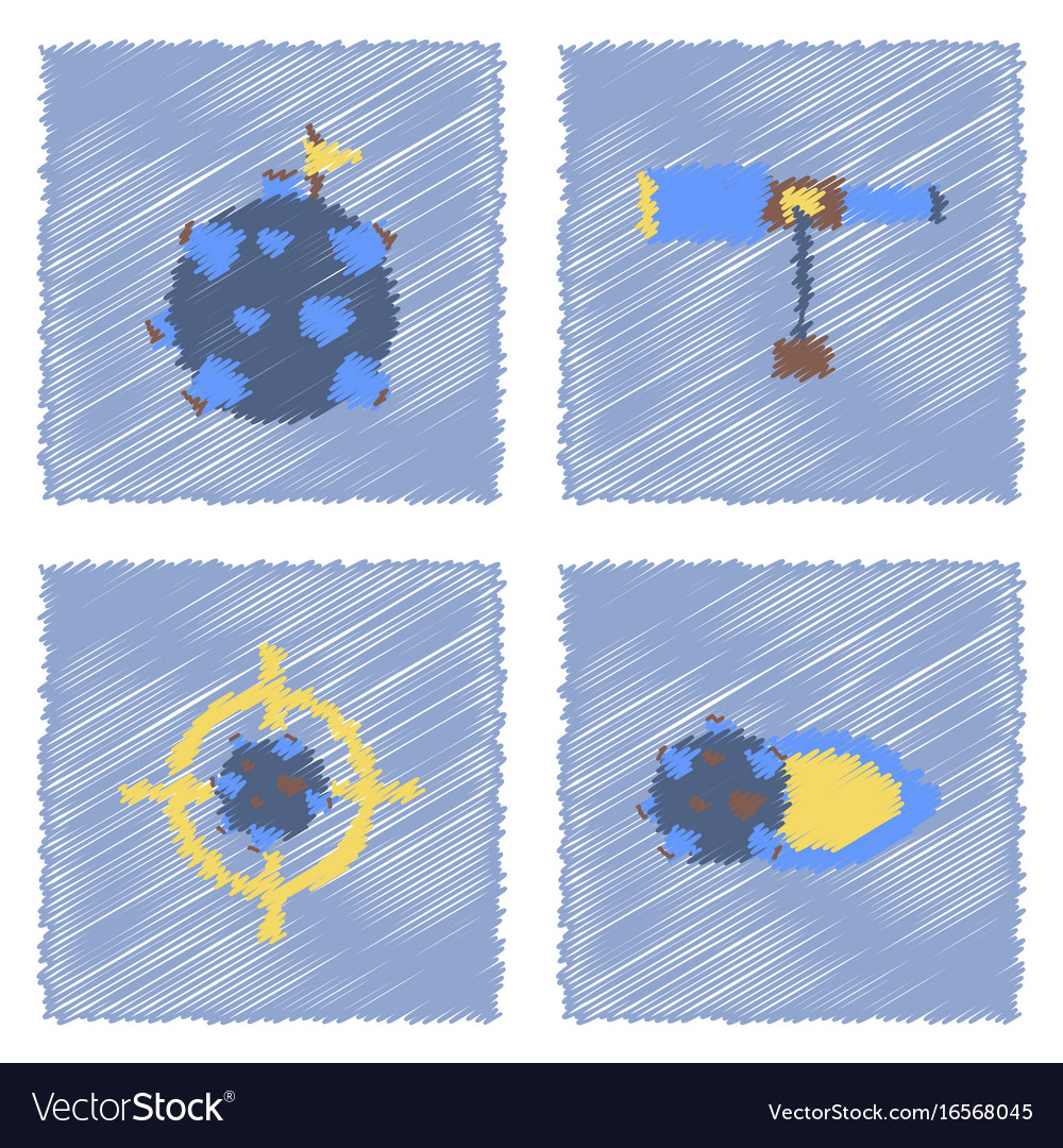 Collection of icons and space concept in stroke