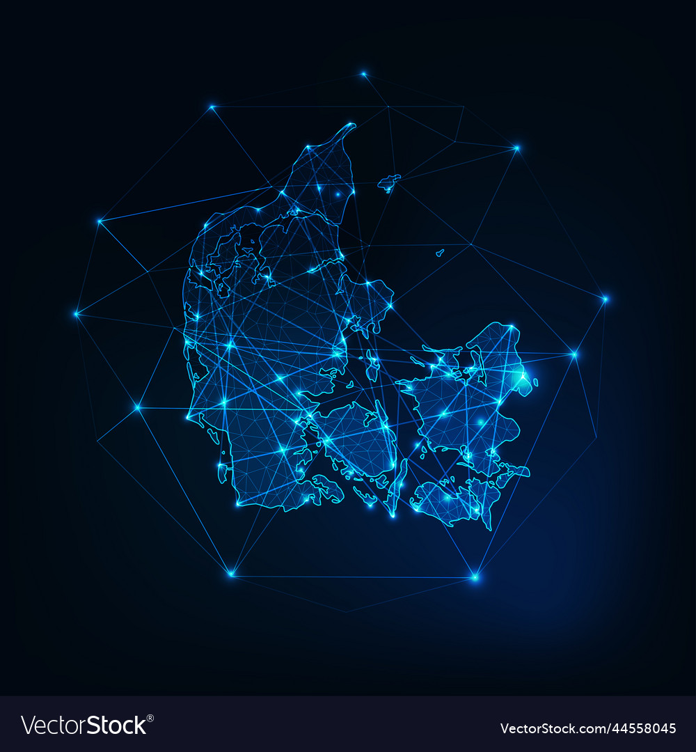 Danmark map outline communication connection Vector Image Danmark map outline communication connection