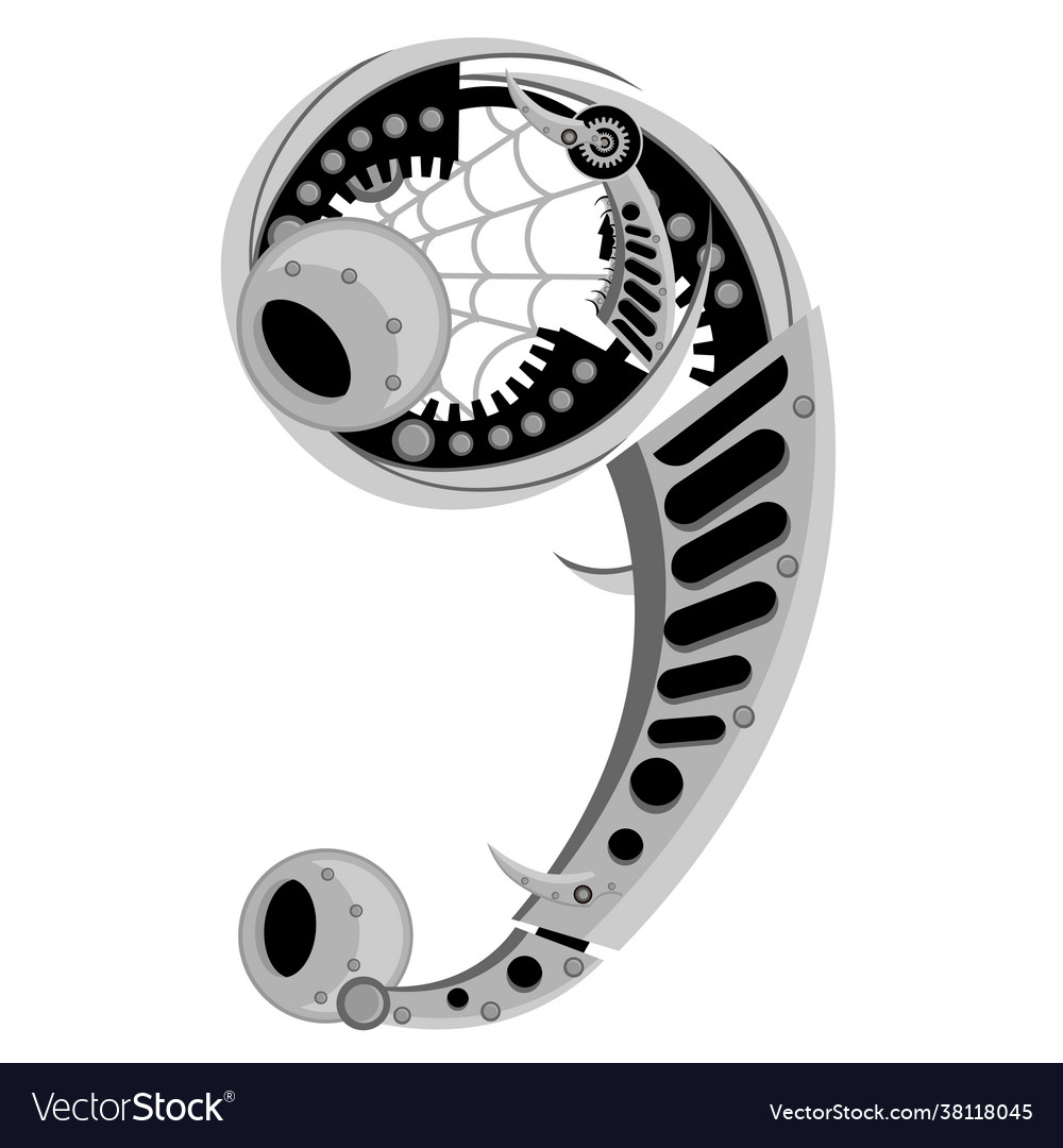 Digit is number 9 in metal style vector image Digit is number 9 in metal style