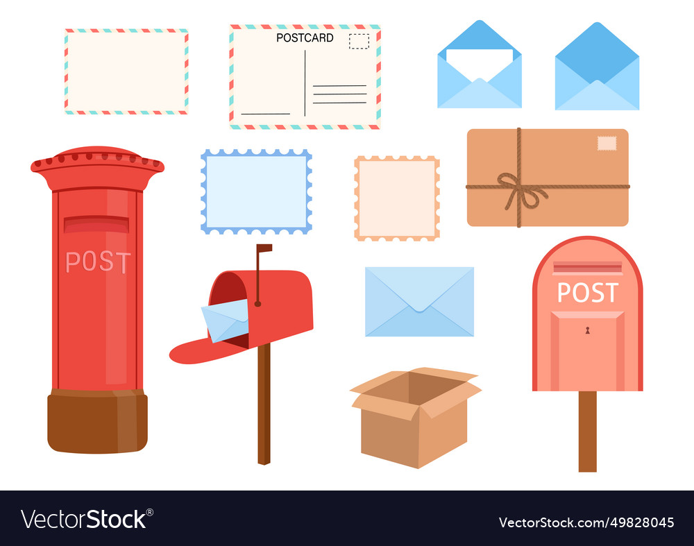 English red post box open and closed envelopes vector image English red post box open and closed envelopes