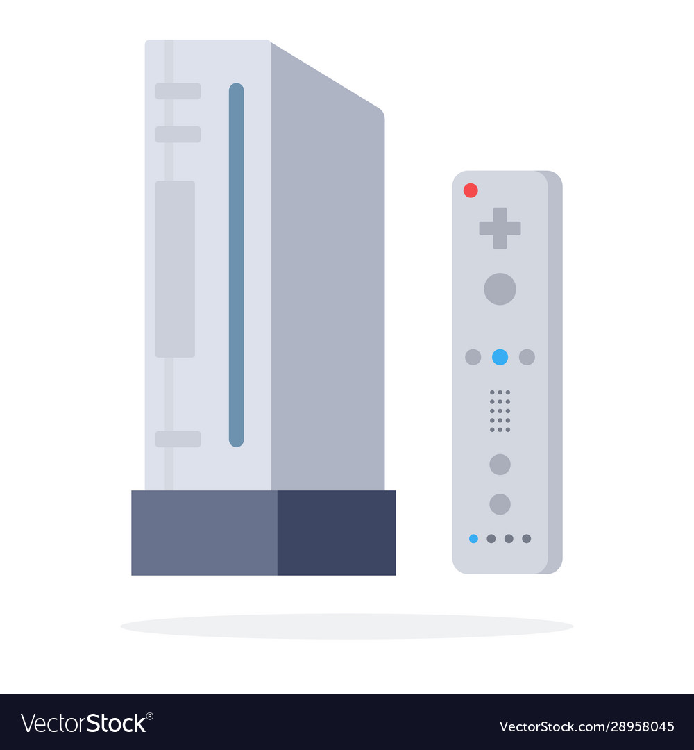 Game console with remote control flat isolated vector image Game console with remote control flat isolated