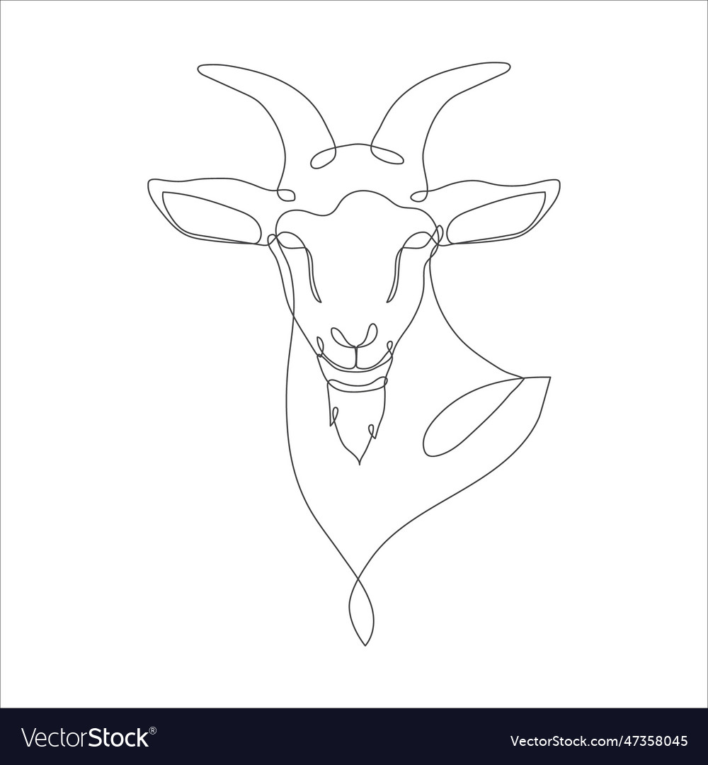 Goat head in continuous line drawing style Vector Image