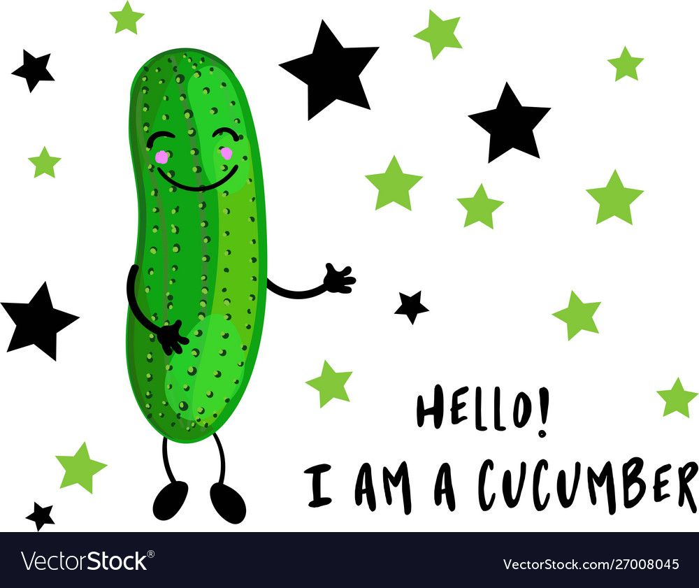 Green cucumber character with arms and legs Vector Image