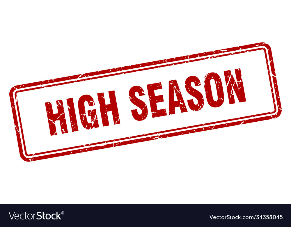 High season stamp square grunge sign on white