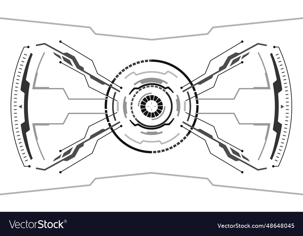Hud sci-fi interface screen view grey geometric vector image Hud sci-fi interface screen view grey geometric