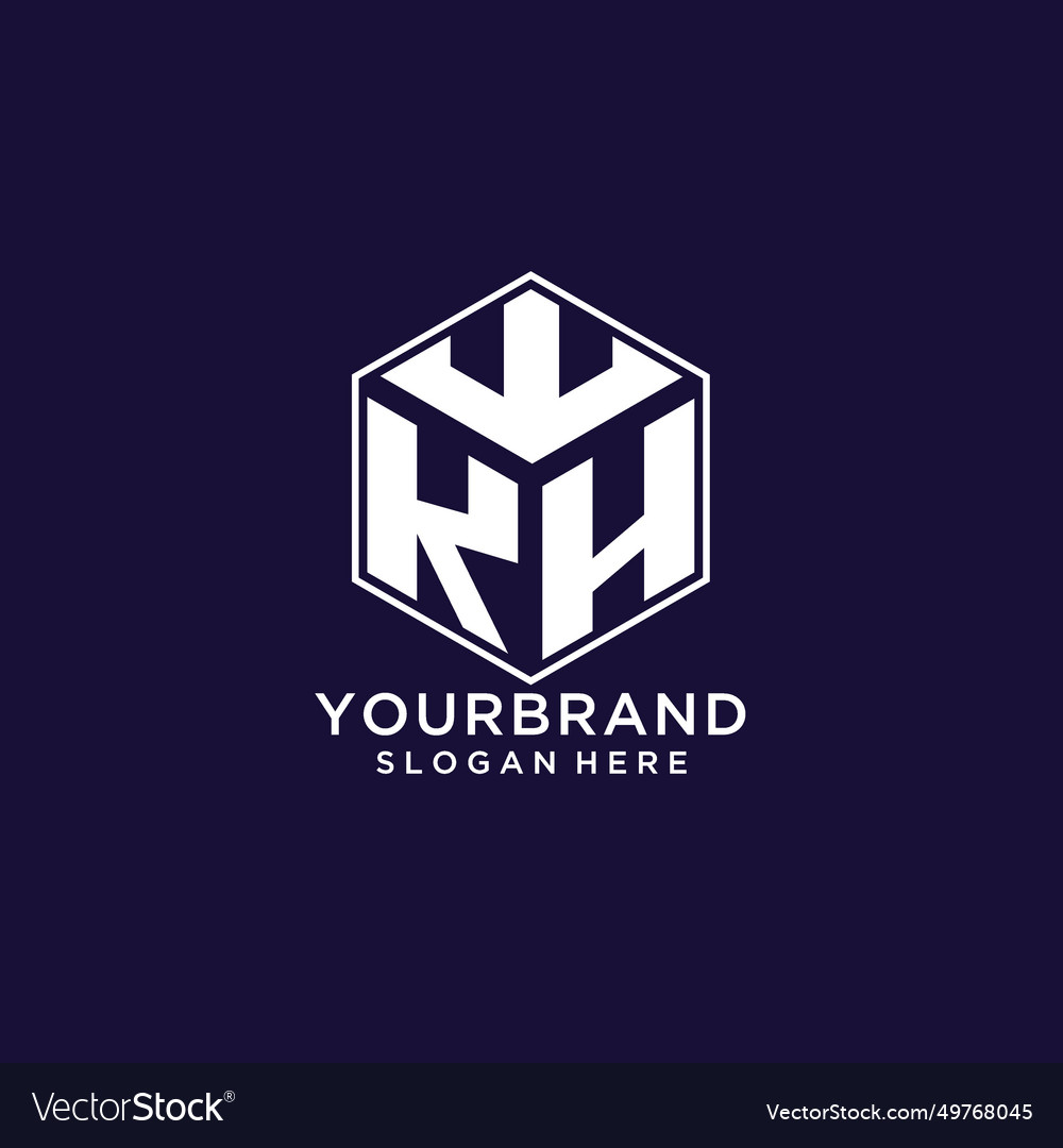 Initials kh logo hexagon shape creative geometric