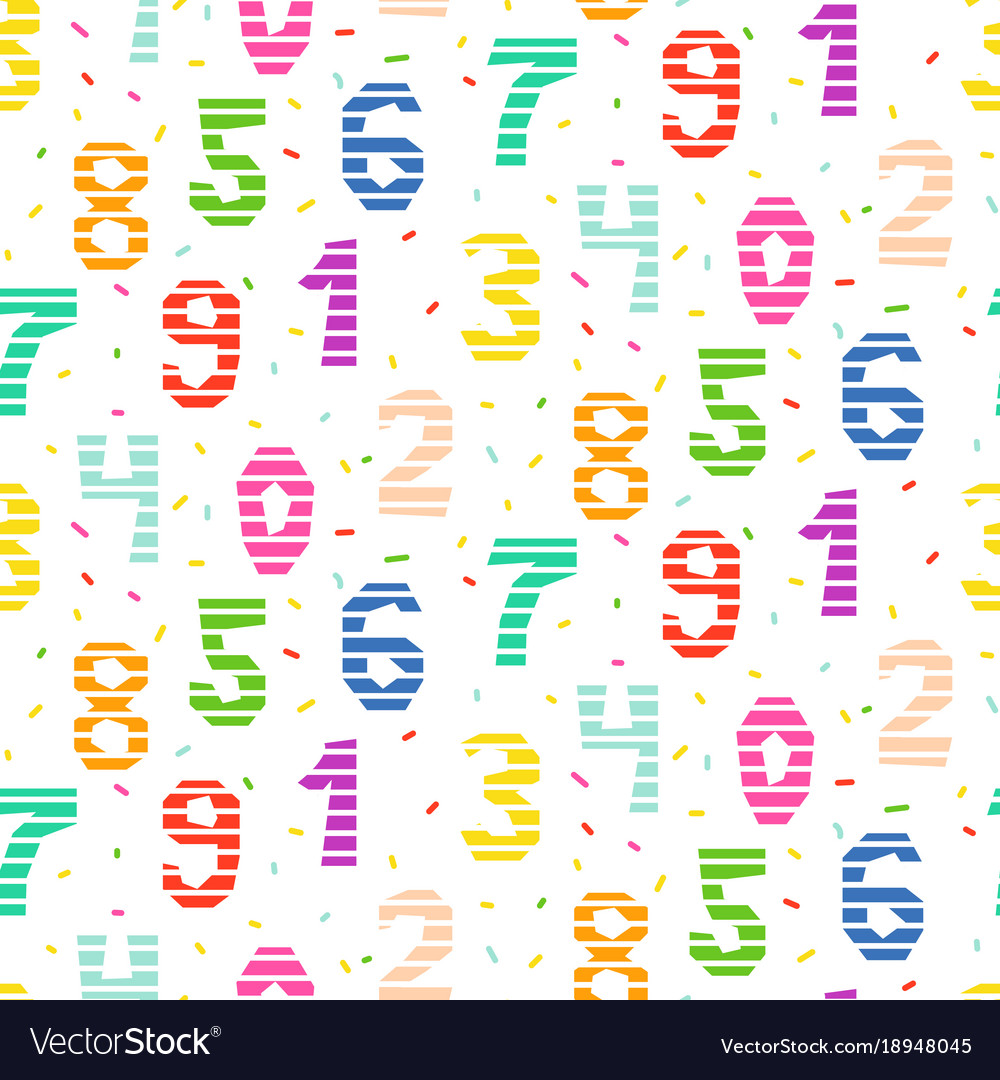 Kid number bright seamless pattern