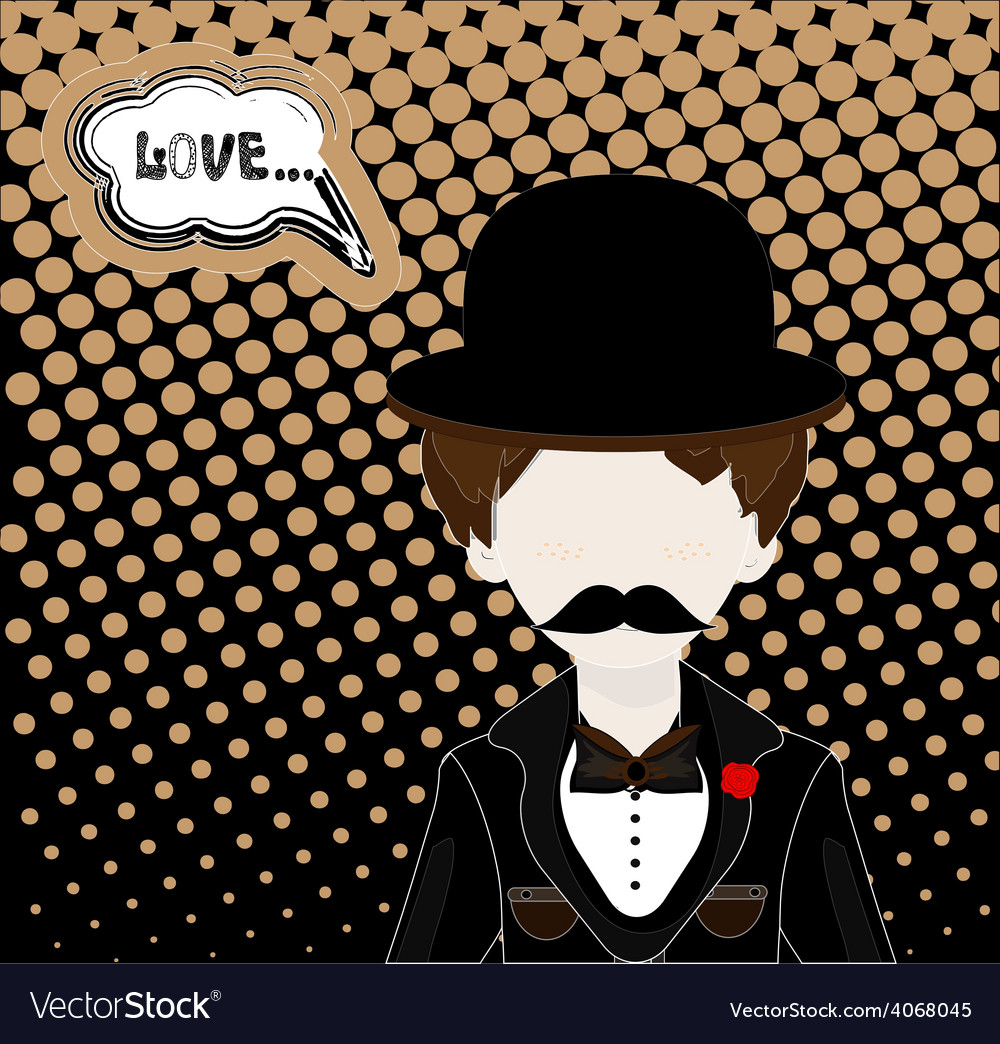 Man in hat and retro scratch background