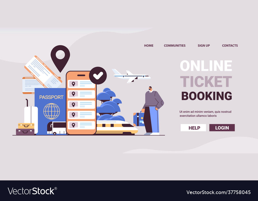 Man traveler with baggage buying or searching
